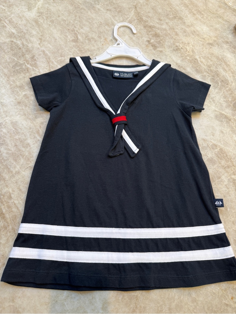 Hublot Navy Dress with White Trim and Red Accent